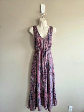 Vanessa Alexandra 100% Linen Maxi Purple Dress Made in Italy